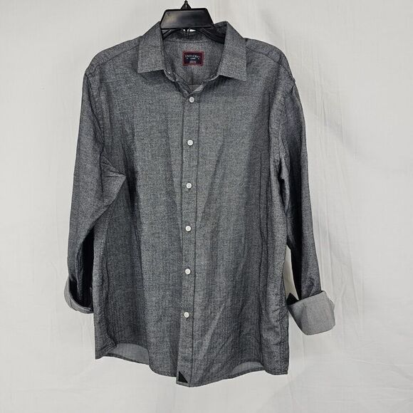 Untuckit Librando Flannel Button Down Men's Size Large Printed Gray Black White - Picture 2 of 6
